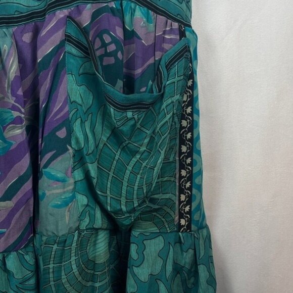 Kantha Bae Womens Silk Meadow Mini Dress Free Size New with Tags Boho Oversized - Picture 2 of 10